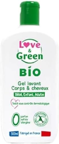 Love & Green - Gel Lavant Corps/Cheveux Bio 0% 500 ml - Fabriqué en France