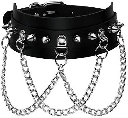 Manfnee Leder Choker Punk Goth Rock Spike Niet Studded Choker Kragen Halskette Frauen Männer Schwarz