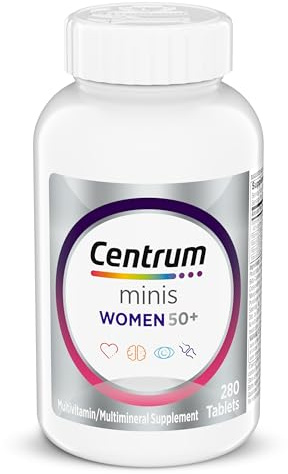 Centrum Minis Silver Women's Multivitamin for Women 50 Plus, Multimineral Supplement with Vitamin D3, B Vitamins, Non-GMO Ingredients, Supports Memory and Cognition in Older Adults - 280 Ct