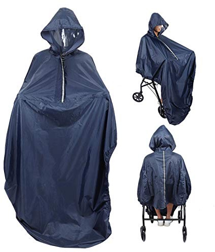 Wasserdichter Poncho für Rollstuhlfahrer mit Kapuze Ultraleichter wasserdichter Rollstuhl mit Kapuze Regenschutz Regenmantel Sicherer Halsverschluss für Männer und Frauen