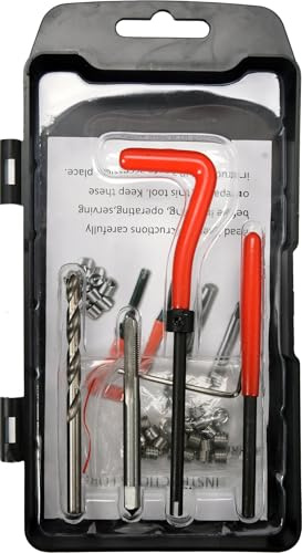 Yato Kit di riparazione filettatura M5 x 0,8 mm | riparazione filettatura viziata con inserto elicoidale M5 | Set con punta e matrice per misure specifiche e molle elicoidali