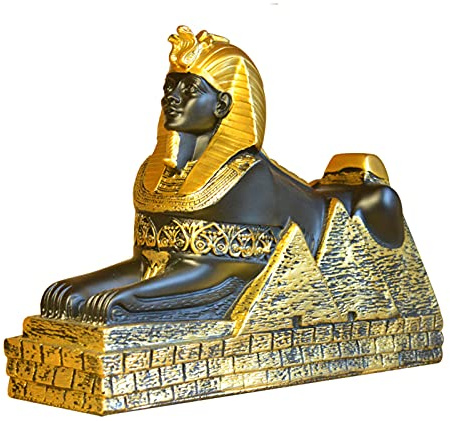 Vinbcorw Ägyptische Statue Sphinx Skulptur Gebäudemodell Polyresin Hause Büro Tisch Dekorationen Ornamente Garten Schwarz Gold,Gold