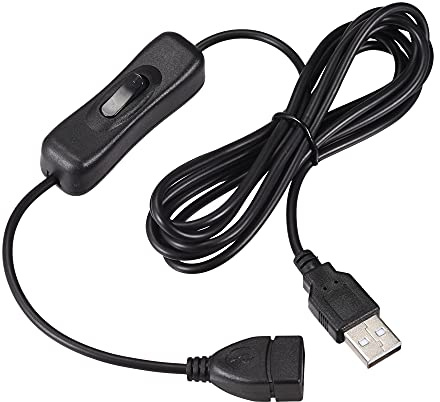 sourcing map 2Stk. USB Kabel mit Ein/Aus Schalter 2 Meter Schwarz | USB Stecker auf Buchse Verlängerungskabel, Für LED Schreibtischlampe LED Streifen
