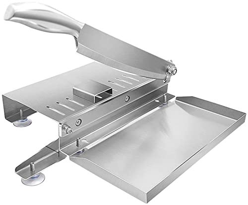 Cortafiambres, Manual Sierra Carnicero Cortafiambres Hogar y Comercial Rebanadora de Acero Inoxidable Multifunción Cortadora de Fiambre para Cortar Huesos Carne Verduras (Size:S)