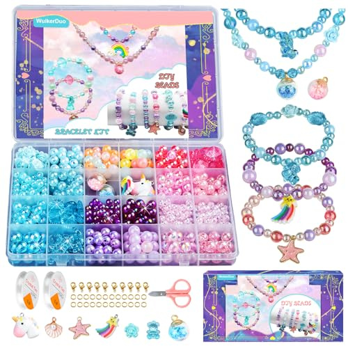 WuikerDuo Perles Pour Enfants, DIY Bracelets Colliers De Bijoux, Faire Des Perles Colorées Pour Les Filles