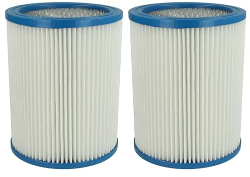 vhbw Filterset 2 x vikfilter kompatibla med Fin Dustex 25 våt- och torrdammsugare – filter, patronfilter, papper/plast, vit