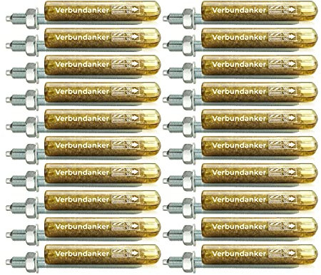 Isolbau Verbundanker Set - Verbundankerpatrone styrolfrei V16 + Ankerstange verzinkt M16 x 190 - ETA/ETAG Zulassung - 20 Stück