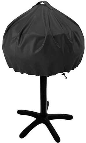 Grillabdeckung für den Garten, hitzebeständig, wasserdicht, staubdicht, Schutzhülle, tragbar, UV-Grill, runde Abdeckung, Oxford-Stoff, schwarz, Grillabdeckung, 52 x 37 cm