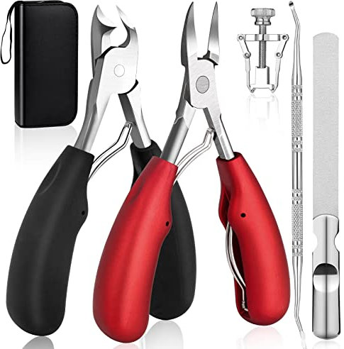 5 Stück Profi Fußnagelzange Set modacraft Superscharf Hochwertiger Edelstahl Zehennägel Pediküre Set für Dicke Eingewachsene Harte Fußnägel Paronychie Onychomykose Nagelpilz Silber C