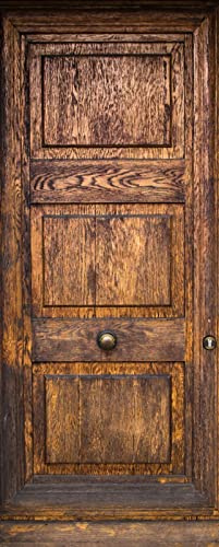 A.Monamour Pegatinas Decorativas de Puerta Autoadhesivo 3D Puerta Antigua De Madera Rustica Vinilo para Puertas Mural PVC Pegatinas de Pared Foto Poster 77x200cm