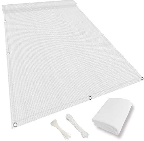 NINGBAI Sichtschutzmatte Sichtschutzzaun 70 x 900 cm Wetterfest UV-Schutz Ohne Bohren Balkonabdeckung Balkonumspannungen mit Ösen Kabelbinder und Kordel für Gartenpartys im Freien, Weiß