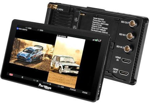 Portkeys BM7 IIDS Kabellose Kontrolle Field Kamera Monitor 7 Touchscreen 3G SDI 3D LUT 2200Nit 10bit 85% P3 Metallrahmen Camera Monitor für Red Komodo BMPCC 4K/6K/Pro Sony Canon ZCAM Panasonic