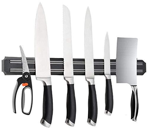 Amari Bargains Strong Magnetic Knife Holder For Wall - Kitchen Utensils Organization - Knives Holder Bar - Wall Mounted Knife Rack - Block Strips Magnet - Magnetic Tools Hanger (20cm, Stainless Steel)