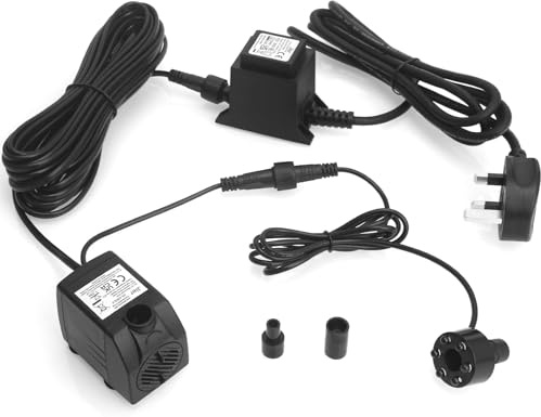 BARST Submersible Water Feature Pump,12V AC 250L/H Fountain Pump with 10m Power Cord & LED Light Ring for Aquarium, Pond, Birdbaths, Fish Tank