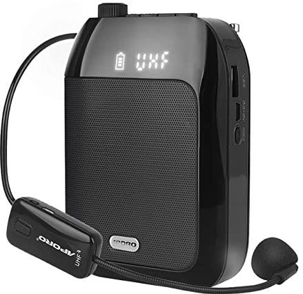 CalmGeek Amplificador de altavoz de voz portátil para profesores con micrófono inalámbrico, auriculares en la cintura, recargable, altavoz BT personal, soporte para grabación de música, radio FM para
