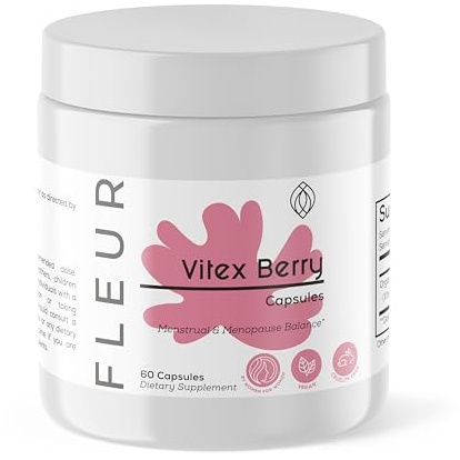 FLEUR Vitex Capsules, Vitex Chasteberry for Hormone Balance for Women, PCOS Supplement Helps Maintain Progesterone Level for Menstrual Cycle Support, Fertility & PMS Support, 500mg, 60Ct
