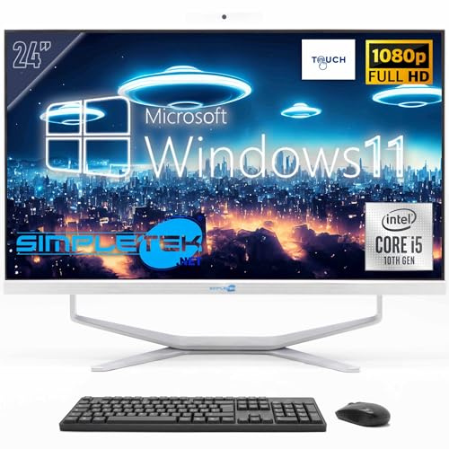 SIMPLETEK - PC Desktop ALL in ONE 24 Full HD Touchscreen | Core i5 10°Gen | 8GB RAM SSD 240GB | Windows 11 | Webcam integrata HDMI