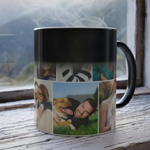 YUANOU Tazas Mágicas Personalizadas con Foto, Personalizada Tazas Que Cambian De Color - Taza Foto para Mamá, Papá, Esposa y Esposo 2 Photo,11oz