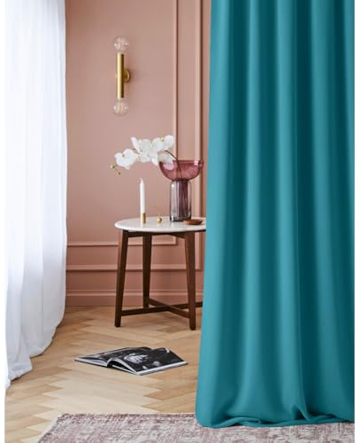 ROOM99 Vorhang mit Kräuselband Laurel 140 x 280 cm Breite x Höhe Verdunkelung Blickdicht Schiebegardinen Curtain Gardine Wohnzimmer Schlafzimmer für Schinensystem Türkis, 1 Stück