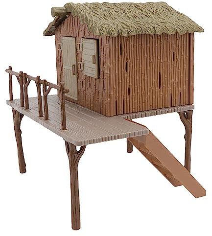 POPETPOP Lebensechtes Sandtisch Dekor Reetdachhaus Modell Aus Langlebigem PVC Filigran Gestaltet Für Kinderbauernhof Und Sandkastenlandschaft