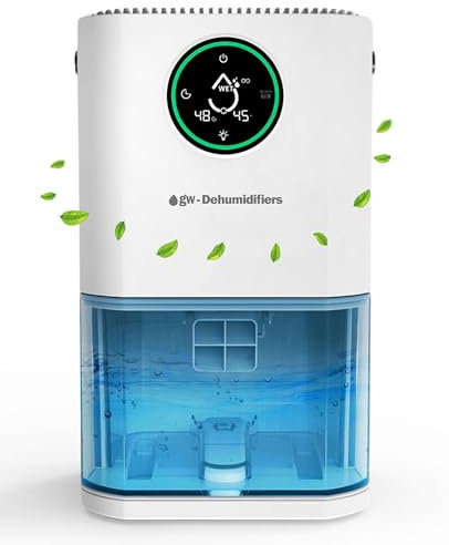 GW® - Dehumidifier for Home & Bedroom 2000ML - 3 Modes, Auto Defrost - Dehumidifiers for bedroom with Humidity & Temperature Indicator - Quiet(<33db)- Dehumidifier for Bathroom