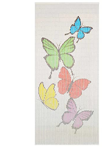 FOZICV Vorhänge Schlafzimmer Mehrfarbig 90x200 cm Raumgestaltung Bambusvorhang Schmetterling-Aufdruck Türvorhang für Privatsphäre und Wärmedämmung Leise Gardinen für Wohnungen Balkone