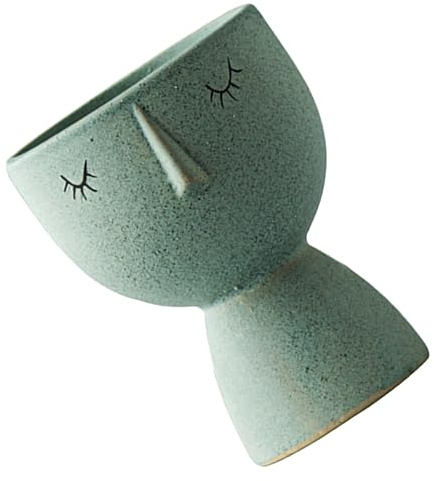 SEWOART Vaso per Piante in Ceramica Volto, Design Astratto e Decorativo, per Fiori e Piante D’aria, per Casa e Giardino