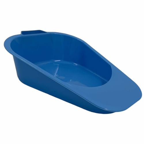 Bedpan for Men and Women – Reuseable Portable Bedpan with Handle, Ideal for Elderly, Hospital Use, Home Care, and Incontinence – Comfortable, Durable Design (Blue) Bed Pan