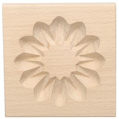 sourcing map Wooden Cookie Mould 3.94 x 3.94 Wooden Cookie Biscuit Mould Patterned Carved Baking Cookie Tool Biscuit Press Stamp