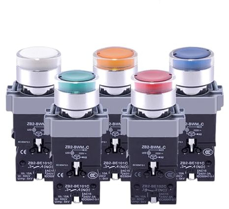 1 PIÈCES ZB2-BE102C ZB2-BE101C ZB2-BWB C Bouton Interrupteur avec Lumière DC/AC 24V AC 220V XB2BW33B1C XB2B Série(XB2BW34M2C)