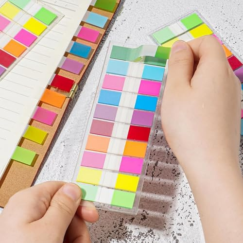 Unipampa Notas Adhesivas Índices 200 Piezas, Marcadores Adhesivos, Pestañas de Índice, 10 colores Marcapaginas Adhesivos, Marcadores Adhesivos Transparente para Marcar Hojas Informes Libros