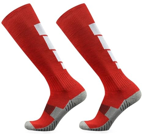 LXRHLIKG Fechtsport-Socken mit Hoher Länge, Fechtausrüstung, Schutz-fechtstrümpfe, Unisex-Anti-Rutsch-Fechtsocken mit Dicker Sohle für Männer und Frauen, Fecht-kniestrümpfe(Red,S)