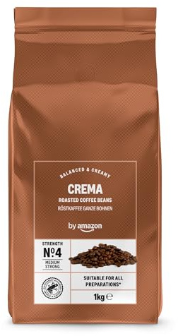 by Amazon Espresso Crema Coffee Beans Strength 4 Medium Strong Roasted Coffee Beans, 1kg