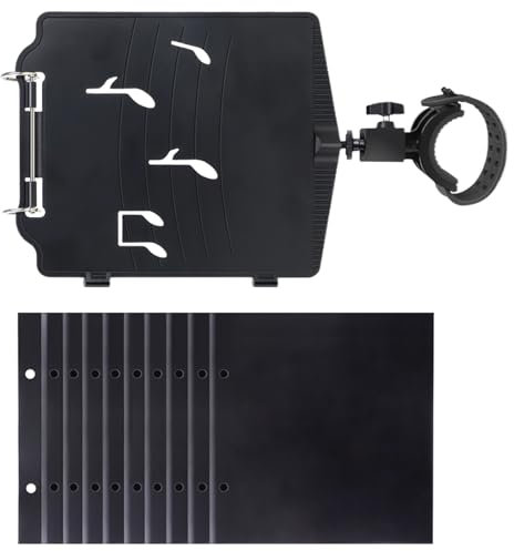 Générique Music Note Stand, Adjustable Sheet Holder, Lightweight and Portable, 10-Seiten-Kapazität für Flöte, Trumpet, Klarinet, Oboe, für Musikliebhaber, 22,5 x 17,5 x 5 cm, Schwarz
