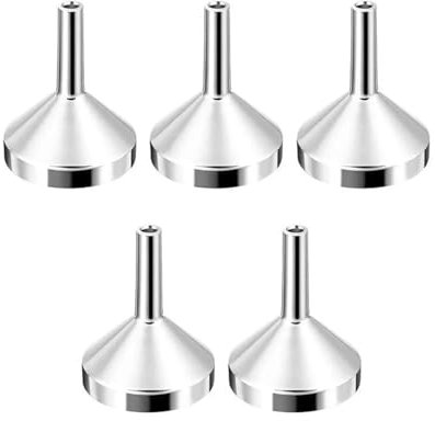 Mini imbuto in alluminio con filtro staccabile, perfetto per olio da cucina, liquidi e inscatolamento (metallico, 5 pezzi)