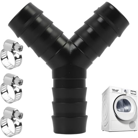 11152 2-Wege Y-Verteiler 3/4 Zoll (19 mm) für Ablaufschläuche, inklusive Schlauchschellen für Waschmaschine und Geschirrspüler，kunststoffschlauchverbinder，orrosionsschutz gegen hohe Temperaturen