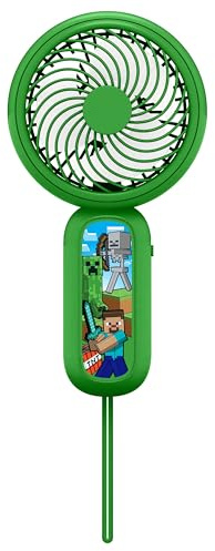 OTL Technologies Mini ventilateur manuel MINECRAFT avec batterie rechargeable couleur verte