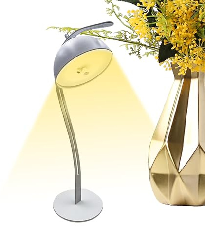 Pomurom Lámpara De Mesa Para Cama | Luz LED De Sobremesa Con Sensor Táctil,Lámpara de Mesa de Pie Alimentada por Batería para Dormitorio, Estudio, Sala de Estar, Sofá y