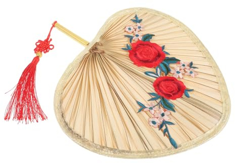 SHINEOFI Ventilador de Palma Mano con de Flor de Ciruelo Abanico de Palma Estilo Chino para Verano Decoración de Hogar y Accesorios de Danza