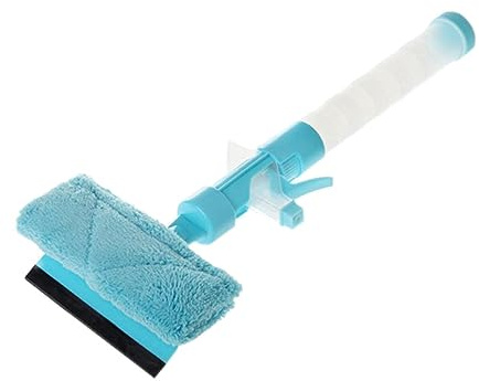 NULYLU Multi Function Window Wiper with Spray Glass Cleaning Tool for Streak Shine Bathroom Car and Home Windows Blue Practical Squeegee for Smooth Surfaces