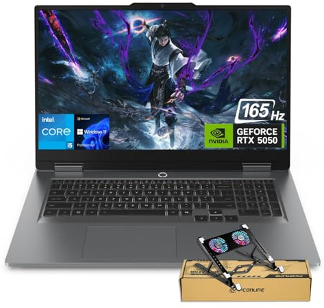 Lenovo LOQ RTX 5050 Pro AI-Gaming PC, 17.3 FHD 165Hz, Intel Core i5-13450HX, NVIDIA GeForce RTX 5050, 32GB DDR5 RAM, 1TB SSD, Backlit KB, Bundle with PCO Notebook Folding Radiator, Laptop Cooler