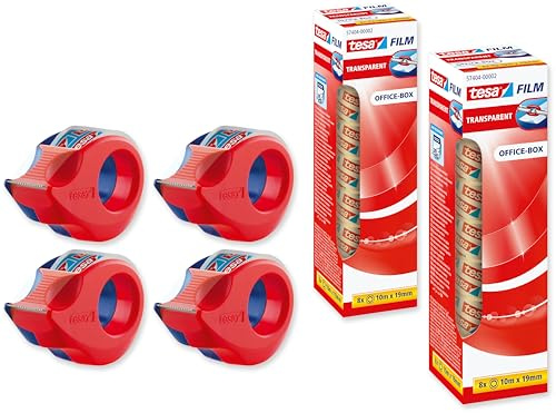 tesa transparent, 2 Office-Boxen 10m x 19mm (+ 4 Handabroller Mini)