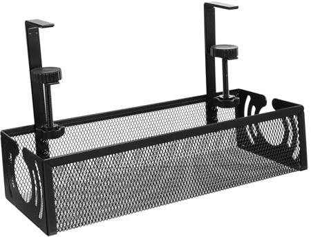 HOODANCOS Under Desk Cable Organizer Tray with Anti-slip Pads No Drill Wire Management Basket for Neat Cable Storage and Desk Organization in Home Office