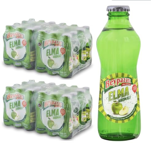 Turkish Natural Mineral Water – Doğal Maden Suyu – 250 ml Glass Bottles (24 Pack) | Lightly Sparkling, Crisp Taste | Original & Fruit Flavours (48 Bottles, Apple)