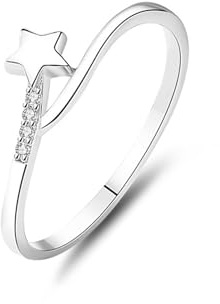 Stfery Stern Diamantring Platin, Eheringe Damen Echt Gold Gr.54 (17.2)