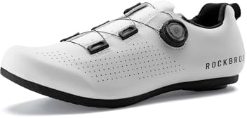 ROCKBROS Fahrradschuhe Herren Damen Rennrad & MTB, Atmungsaktive Radschuhe mit Drehverschluss, rutschfeste Gummisohle, Unisex Mountainbike & Indoor Cycling Schuhe, Weiß 39–46
