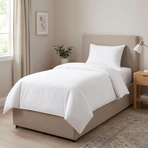 M&J Home White Single Duvet Cover Set - 3 Piece Microfibre Bedding, Duvet Cover, 35cm Extra Deep Fitted Sheet & Pillowcase