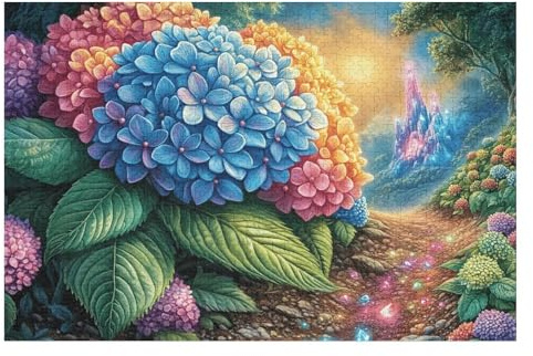 1000 Piece Jigsaw Puzzle for Adults Hydrangea Flower Garden 1000 PCS 75x50cm Beginner Friendly Smooth Assembly Great for Daily Relaxation Brain Exercise Hand-Eye Coordination