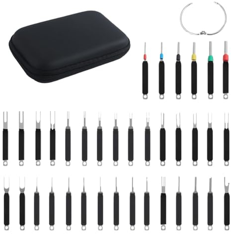Kit di strumenti per rimozione terminali, professionale portatile da 36 pezzi, kit di strumenti per depilazione estrattore perni automobilistico, per cablaggio di veicoli per officine meccaniche a