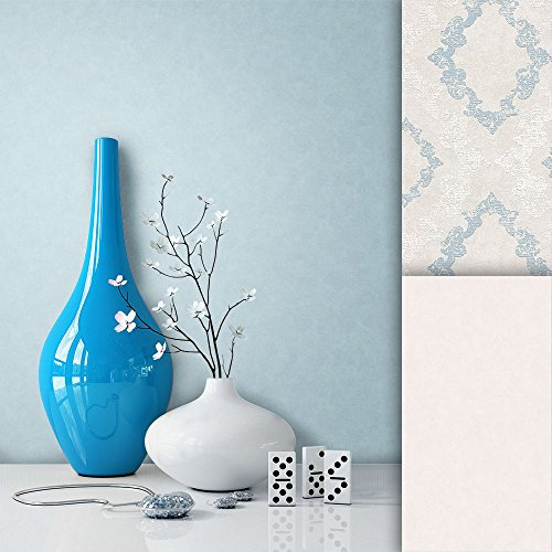 NEWROOM Papel pintado barroco azul vellóntapete Struktur Uni Unifarbe hermoso diseño moderno 3d mirada , incluyendo papel tapiz guía